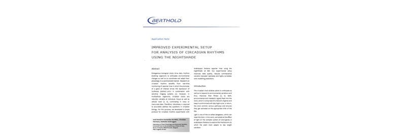 Improved Experimental Setup for Analysis of Circadian Rhythms Using the NightSHADE in Vivo Imaging System for Plants